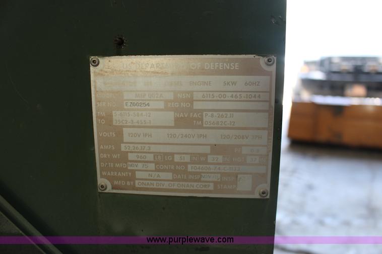 image for item F7805 1975 Onan generator