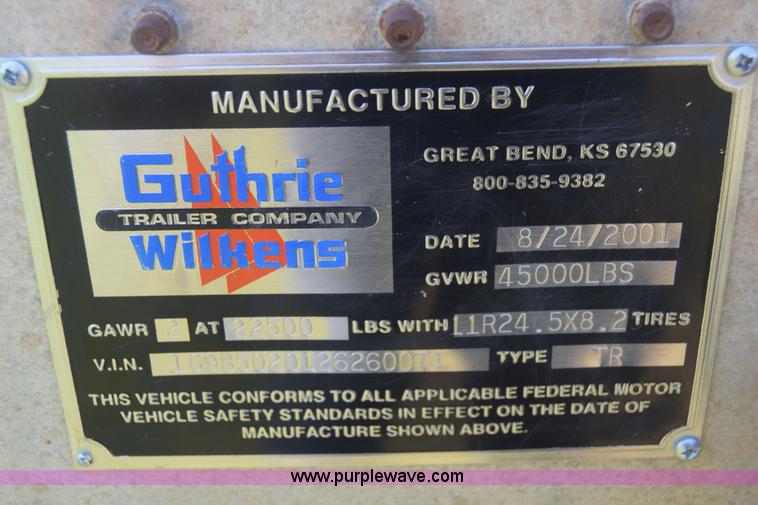 image for item J6590 2002 Guthrie Wilkens live bottom trailer