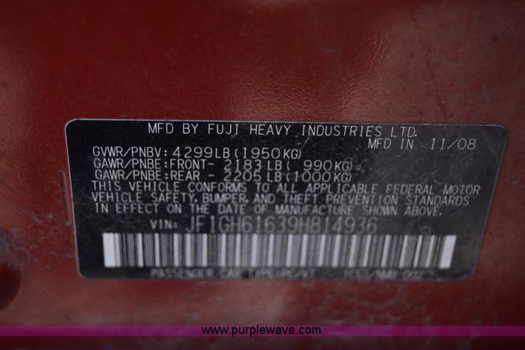 image for item J6604 2009 Subaru Impreza 2.5i