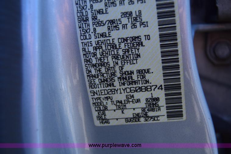 image for item J6607 2000 Nissan Xterra SUV