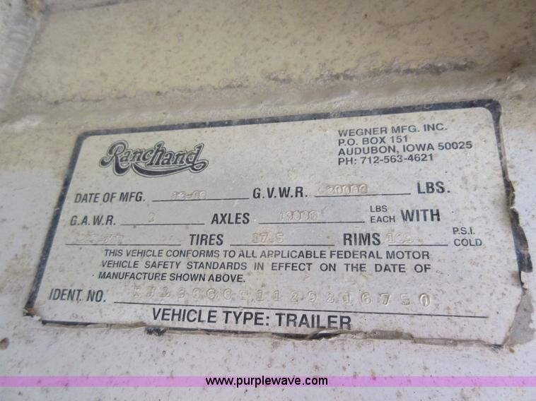 image for item AO9137 1992 Ranch-hand livestock trailer