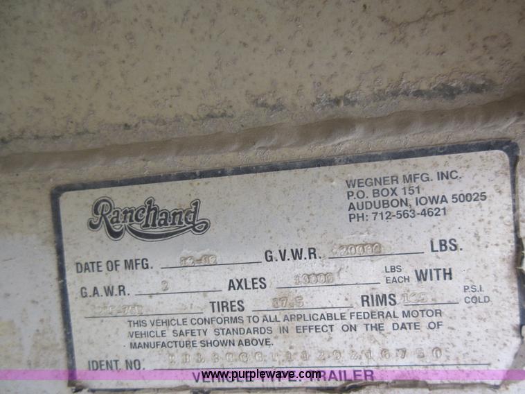 image for item AO9137 1992 Ranch-hand livestock trailer