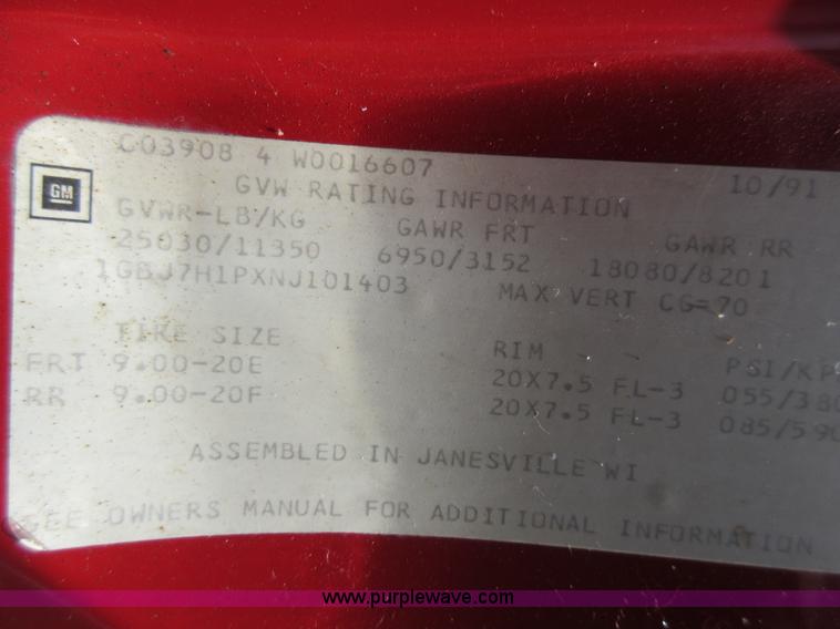 image for item AV9495 1992 Chevrolet Kodiak dump truck