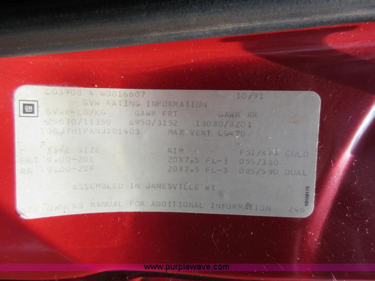 image for item AV9495 1992 Chevrolet Kodiak dump truck