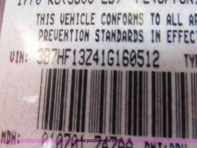 image for item B2972 2001 Dodge Ram 1500 Laramie SLT Quad Cab pickup truck