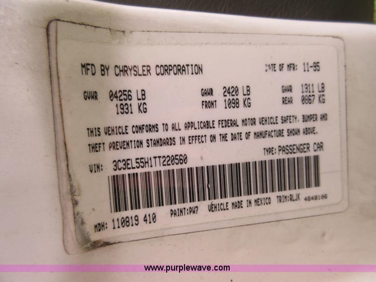 image for item G3697 1996 Chrysler Sebring JXi convertible