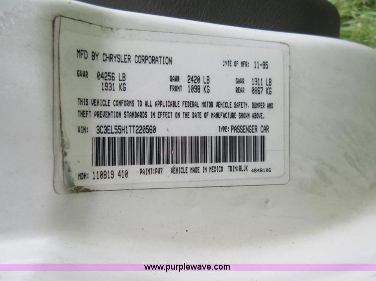 image for item G3697 1996 Chrysler Sebring JXi convertible