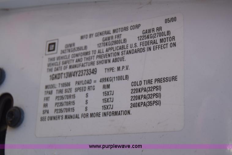 image for item J6533 2000 GMC Jimmy SUV