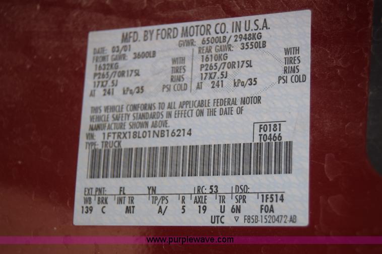 image for item J6556 2001 Ford F150 SuperCab pickup truck