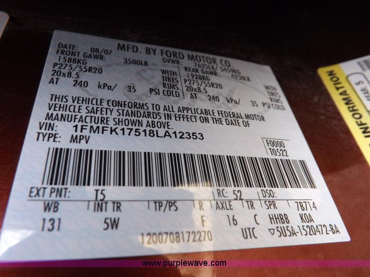 image for item J6998 2008 Ford Expedition King Ranch SUV