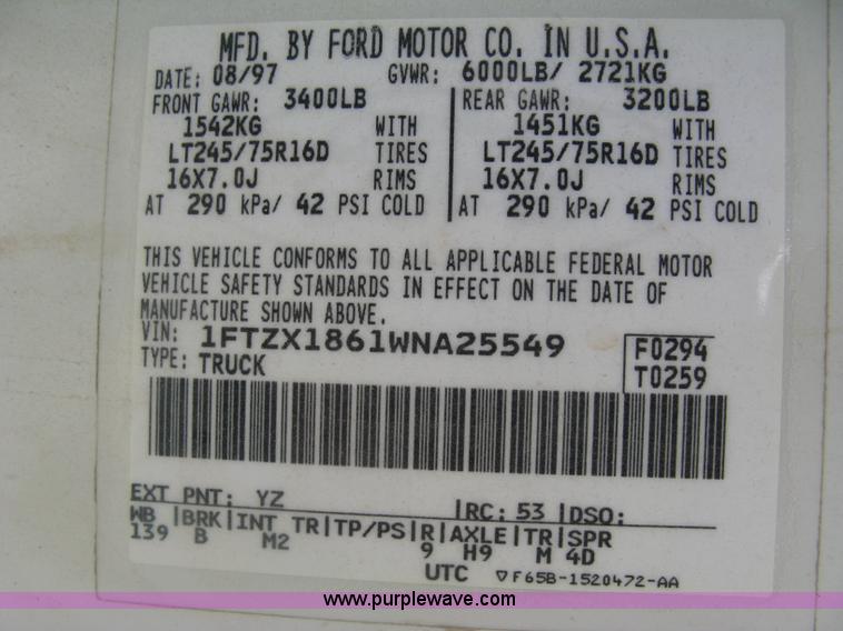 image for item K8611 1998 Ford F150 XLT SuperCab pickup truck