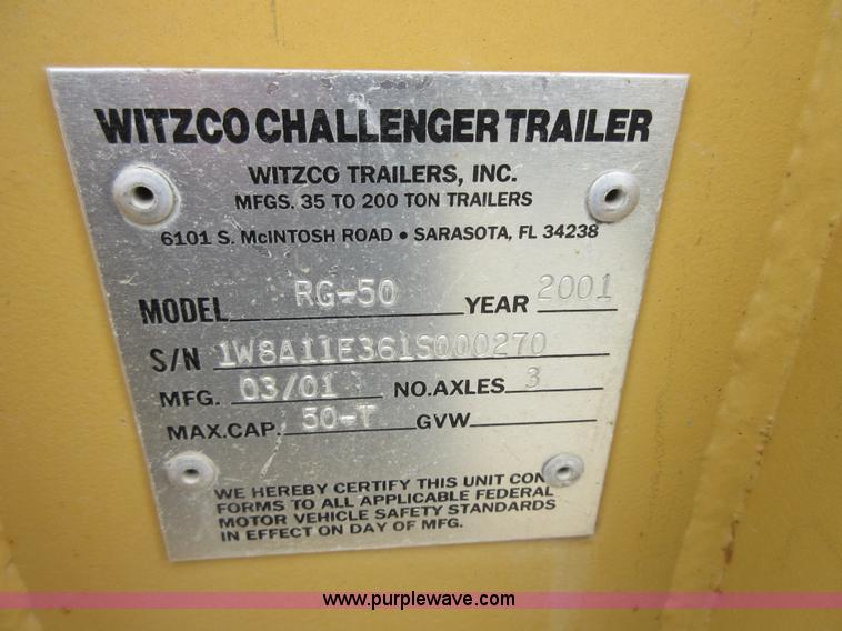 image for item D2492 2001 Witzco Challenger RG-50 lowboy trailer