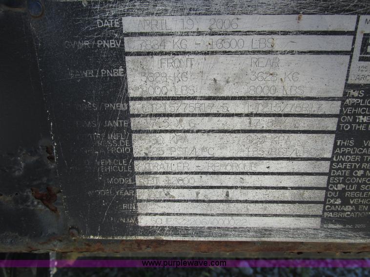 image for item H4617 2006 Biljax ET12000 hydraulic drop deck equipment trailer