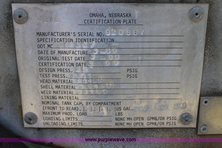 image for item I1650 1969 Heil tank trailer