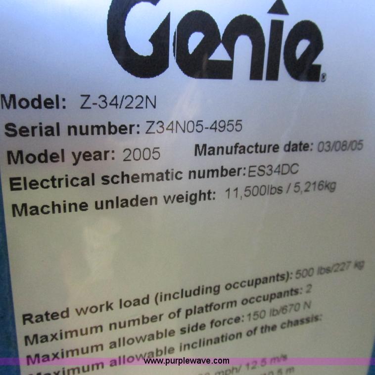 image for item K2151 2005 Genie Z-34/22 boom lift