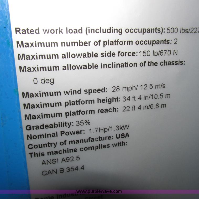 image for item K2151 2005 Genie Z-34/22 boom lift