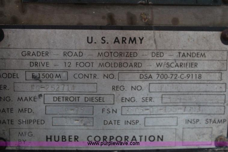 image for item K6944 1975 Huber F1500M rigid frame motor grader