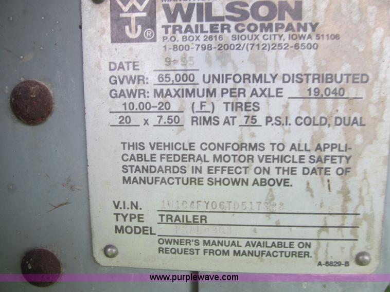 image for item K5724 1996 Wilson PSAL-303 double deck aluminum livestock trailer