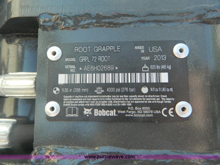 image for item BG9854 2013 Bobcat GRPL72 root grapple attachment