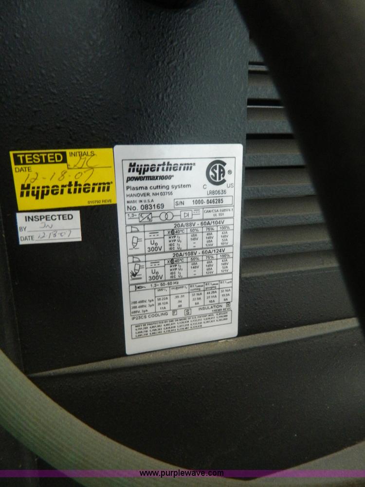 image for item BJ9229 Hypertherm 1000 plasma cutter