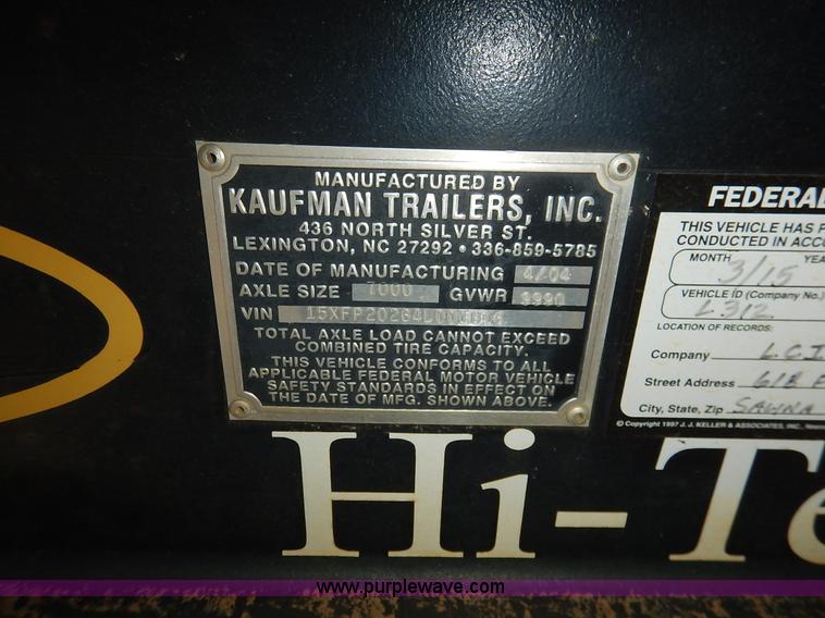 image for item J3853 2004 Kaufman hi-tensile utility trailer