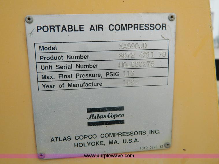 image for item K8105 1993 Atlas Copco XAS90JD air compressor