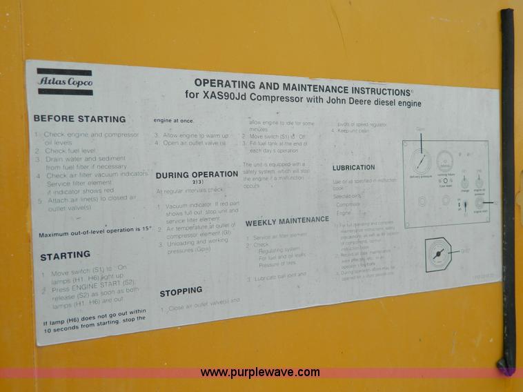 image for item K8105 1993 Atlas Copco XAS90JD air compressor