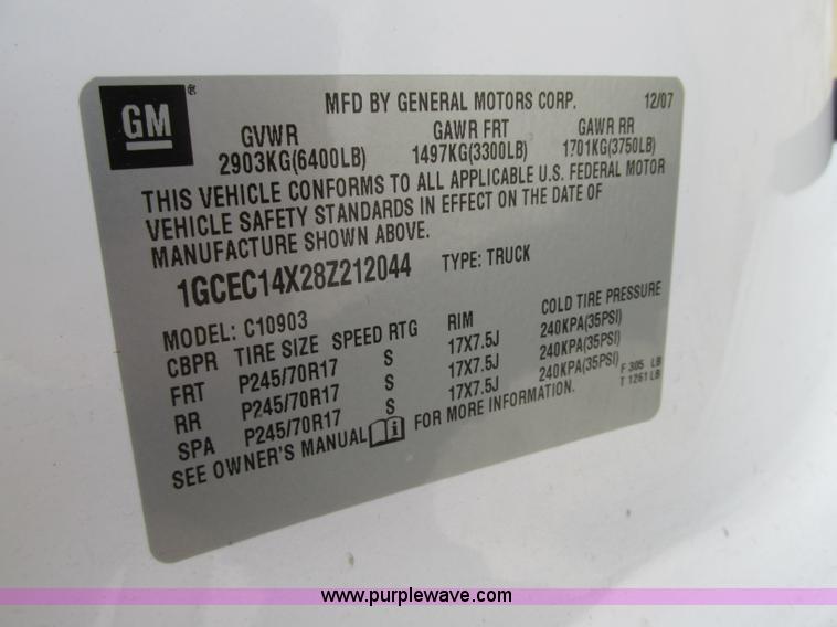 image for item B2995 2008 Chevrolet Silverado pickup truck