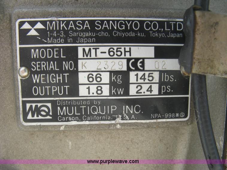 image for item BQ9510 Multi Quip MT-65H jumping jack compactor