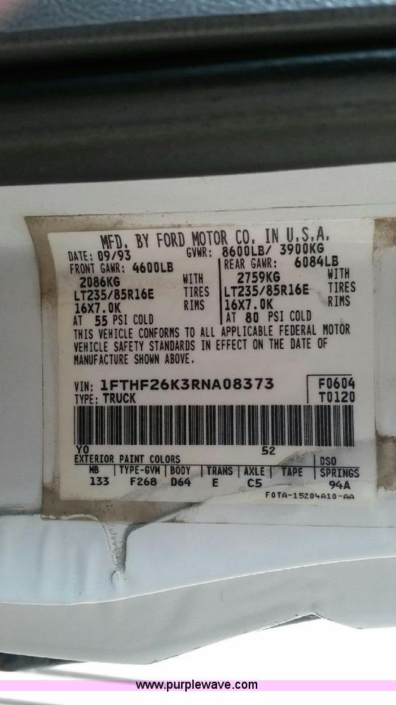 image for item D2485 1994 Ford F250 XL HD bale bed truck