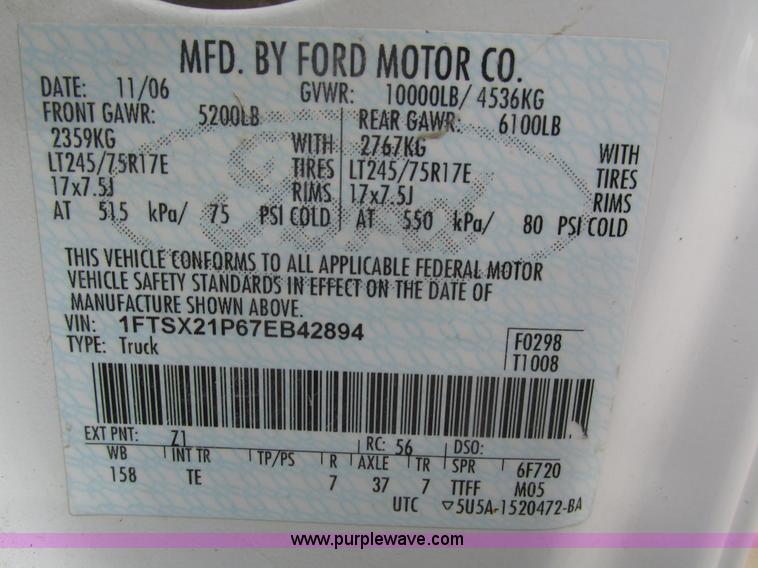 image for item H4595 2007 Ford F250 Super Duty XL SuperCab pickup truck