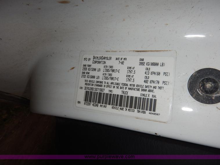 image for item J3798 2003 Dodge Ram 2500 HD SLT Quad Cab pickup truck