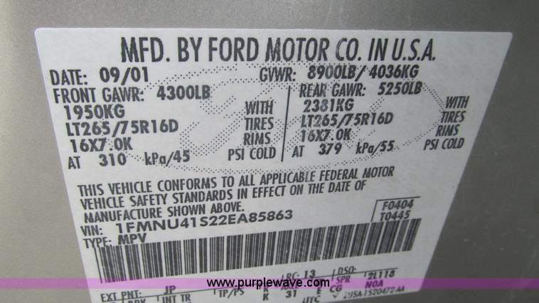 image for item J8537 2002 Ford Excursion XLT SUV