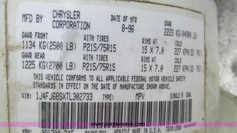 image for item J8542 1996 Jeep Cherokee Sport SUV