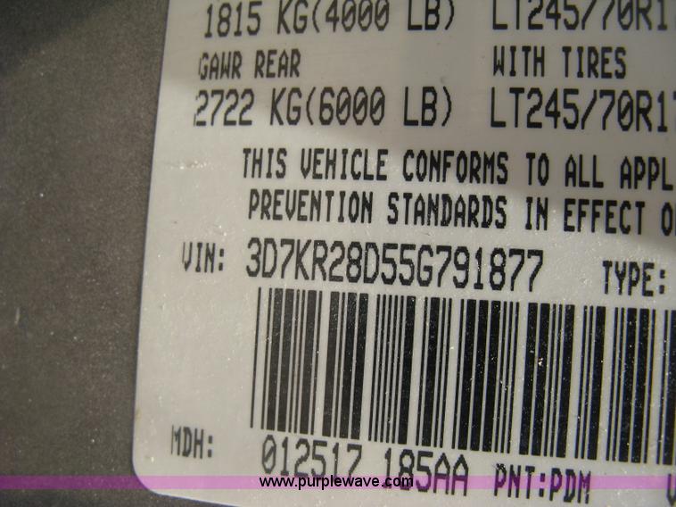 image for item K8649 2005 Dodge Ram 2500 HD Quad Cab pickup truck