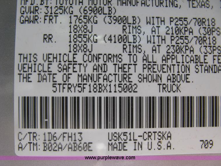 image for item K8651 2011 Toyota Tundra Double Cab pickup truck