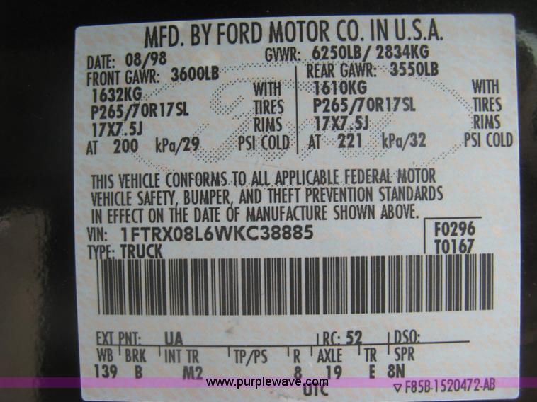 image for item K8680 1998 Ford F150 XLT SuperCab pickup truck