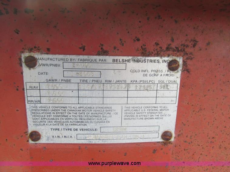 image for item BS9163 2008 Belshe BF9T equipment trailer