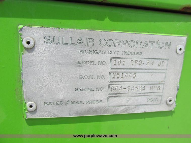 image for item BS9172 Sullair 185DPQ-2WJD air compressor