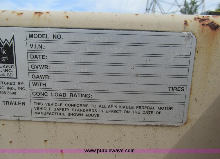 image for item BS9185 2011 Trail King TK24LP262 equipment trailer