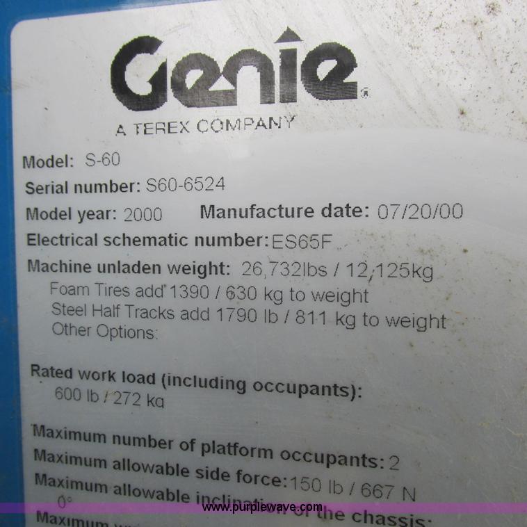 image for item H3300 2000 Genie S-60 boom lift