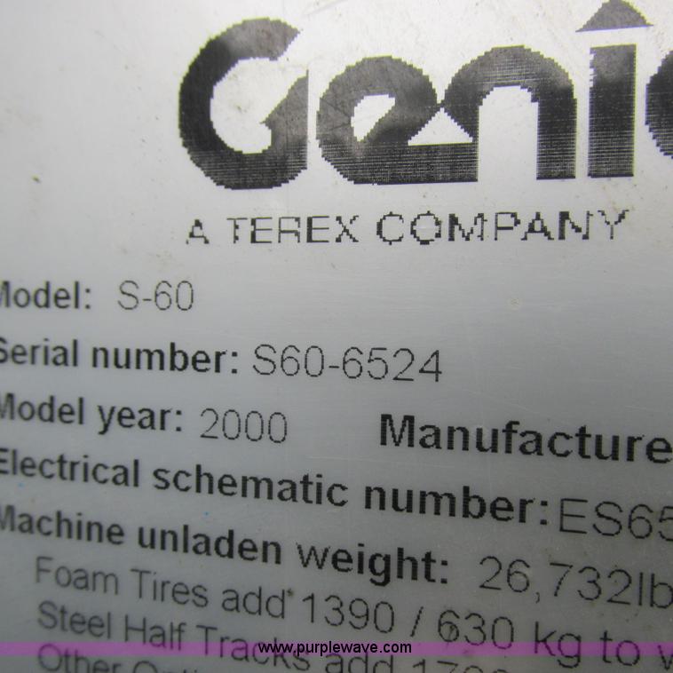 image for item H3300 2000 Genie S-60 boom lift