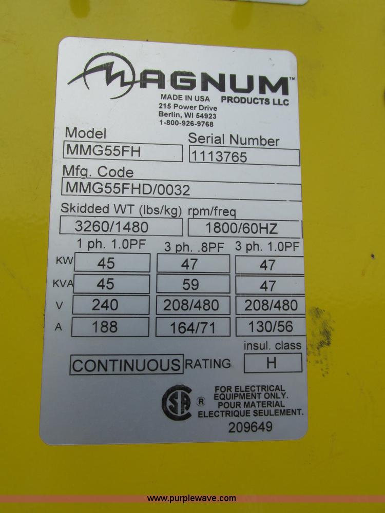 image for item H4578 2012 Magnum MMG55FH generator