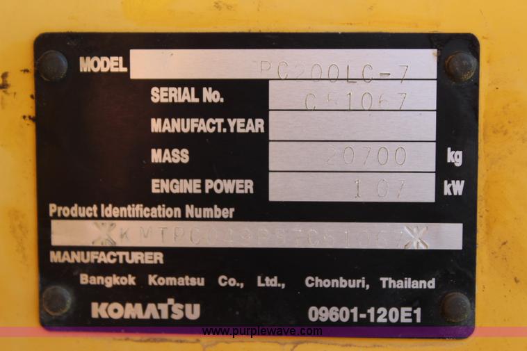 image for item I1633 2007 Komatsu PC200LC-7 long reach excavator
