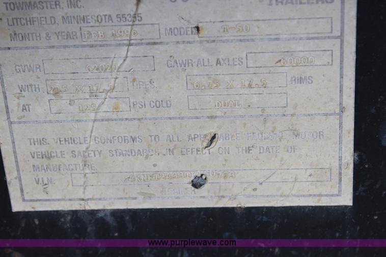 image for item J5908 1996 Towmaster T-50 equipment trailer