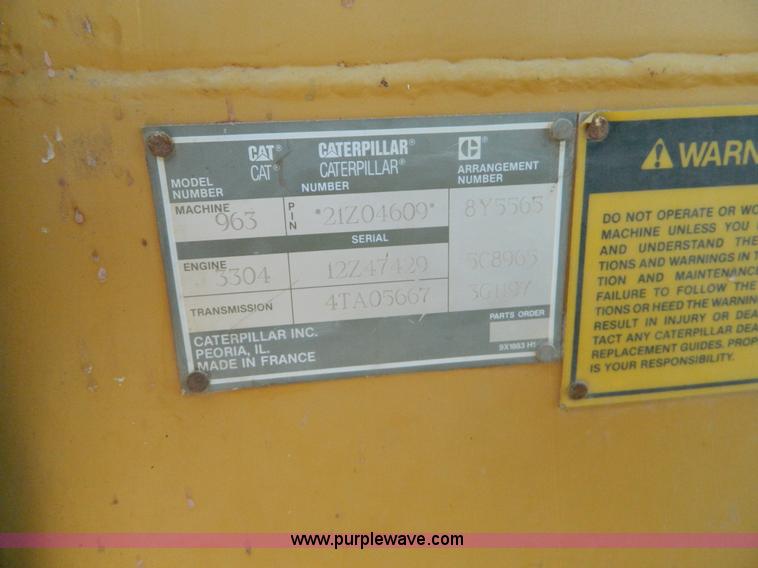 image for item K8122 1993 Caterpillar 963 track loader