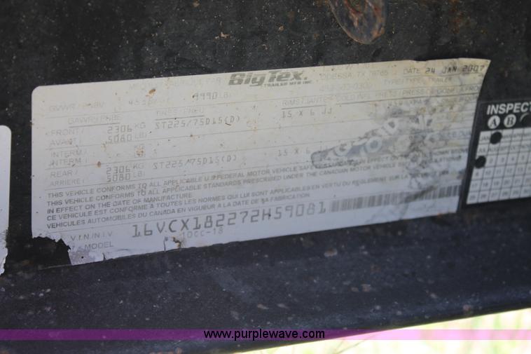 image for item L4276 2007 Big Tex utility trailer