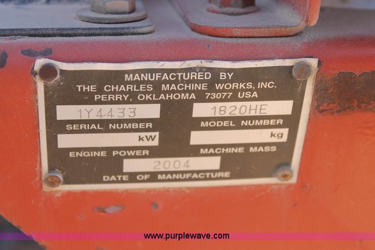 image for item L4279 2004 Ditch Witch 1820HE trencher and trailer