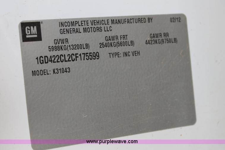 image for item L4299 2012 GMC Sierra 3500HD Crew Cab flatbed utility truck