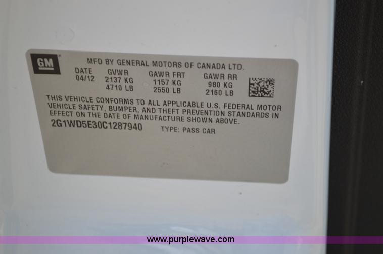 image for item G3616 2012 Chevrolet Impala Police Cruiser